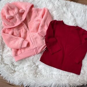 Carter's Bundle of Cozy Pink Hoodie and Red long sleeve shirt 18M